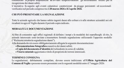 Avviso pubblico – Segnalazione danni alle colture agricole causati dalle pi...