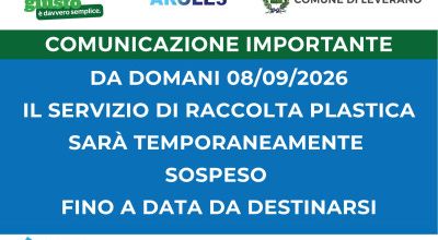 Avviso di sospensione temporanea della raccolta degli imballaggi in plastica