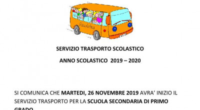 AVVISO AVVIO DEL SERVIZIO DI TRASPORTO SCOLASTICO PER LA SCUOLA SECONDARIA DI...