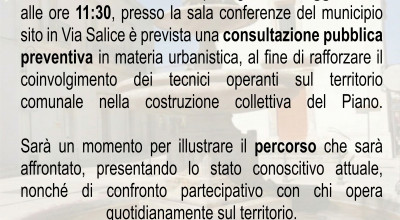 Avviso pubblico consultazione preventiva in materia urbanistica - Coinvolgime...
