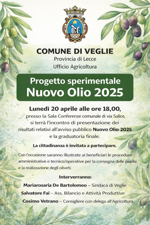 PROGETTO SPERIMENTALE NUOVO OLIO 2025