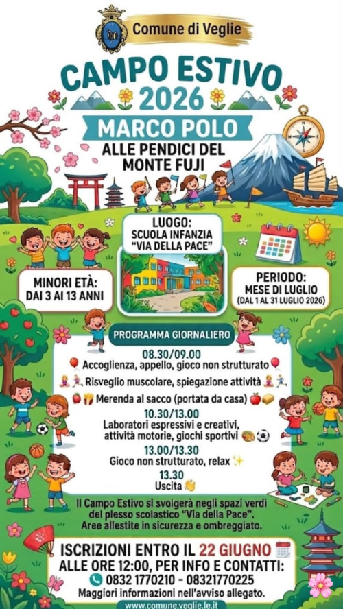 CAMPO ESTIVO ORGANIZZATO DAL COMUNE DI VEGLIE &ldquo;MARCO POLO ALLE PENDICI ...