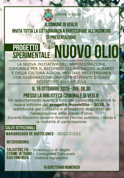 PROGETTO SPERIMENTALE NUOVO OLIO 2025