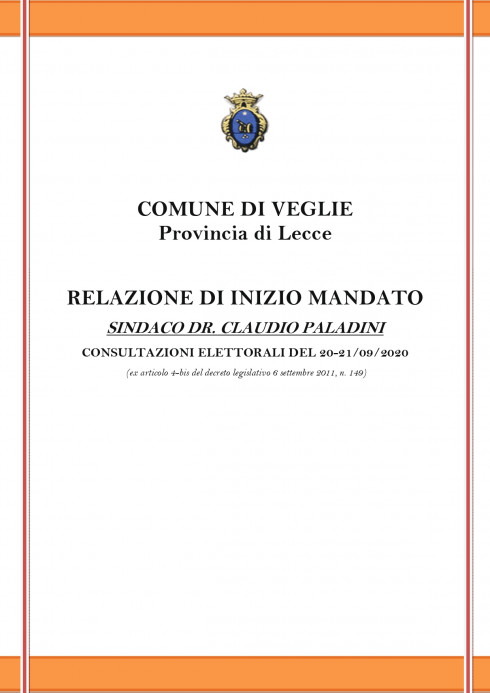 Relazione di inizio mandato amministrativo 2020 - 2025