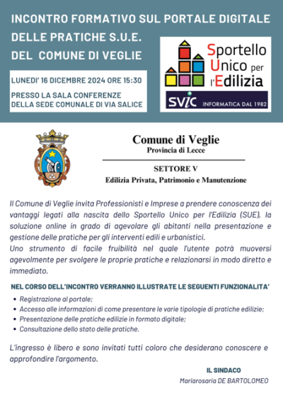 INCONTRO FORMATIVO SUL PORTALE DIGITALE DELLE PRATICHE S.U.E. DEL COMUNE DI V...