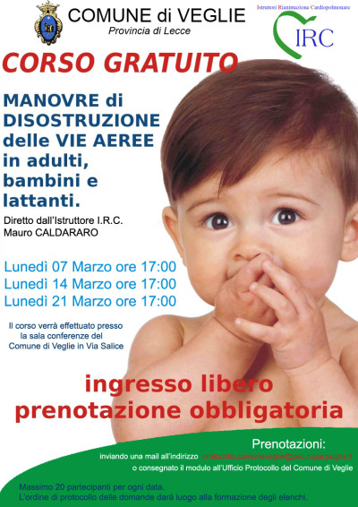 SVOLGIMENTO DI CORSI GRATUITI PER “MANOVRE DI DISOSTRUZIONE DELLE VIE ...