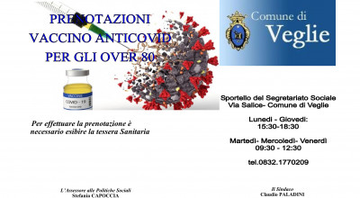 Attivazione Sportello Prenotazioni Vaccino anti COVID - 19 per i cittadini  o...